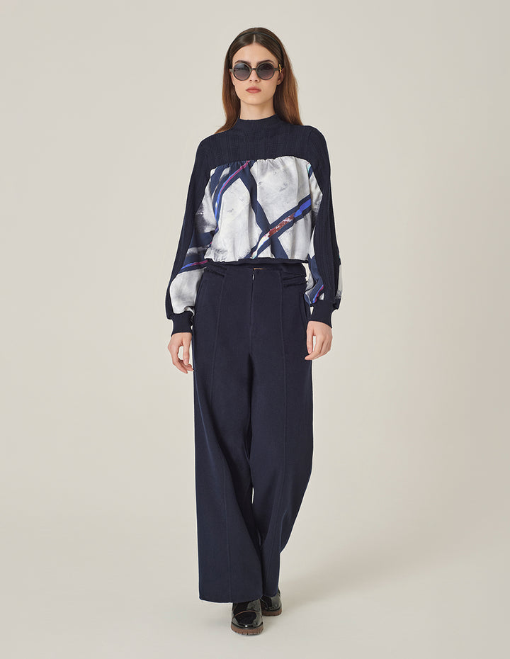 MARYLING Round Neck Knitted Pullover With Colorful Striped Print