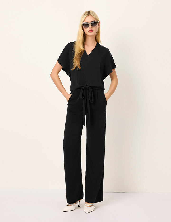 MARYLING V-Neck Batwing Short-Sleeve Tie Front Top