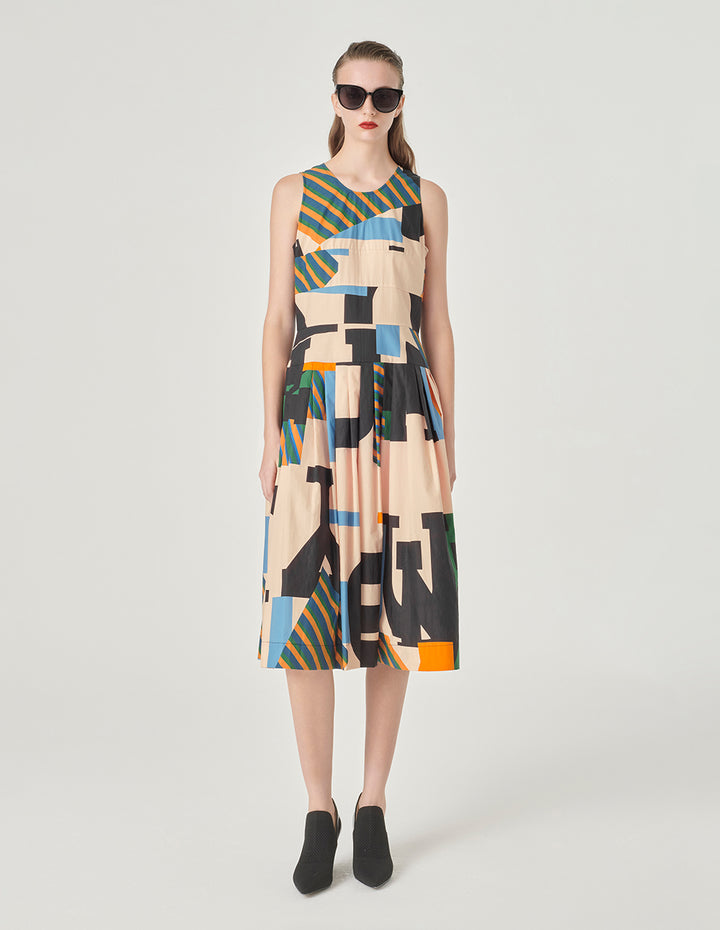 MARYLING Cotton Sleeveless Printed Dress