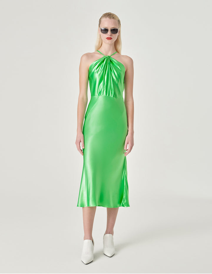 MARYLING Halterneck Lace-Up Sleeveless Fishtail Dress