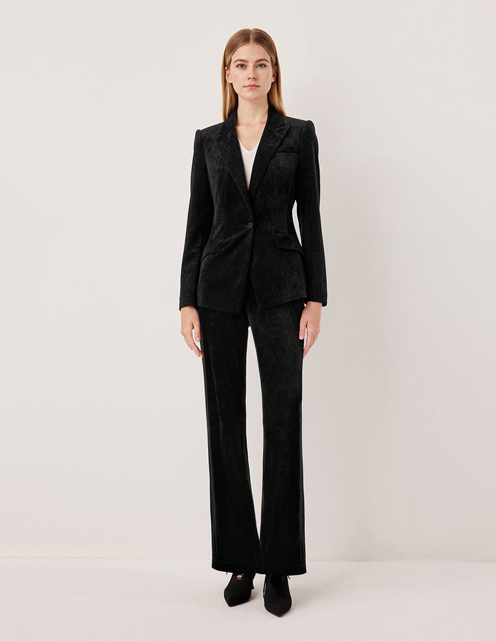 MARYLING Peak Lapel Long Sleeve Single-Breasted Blazer