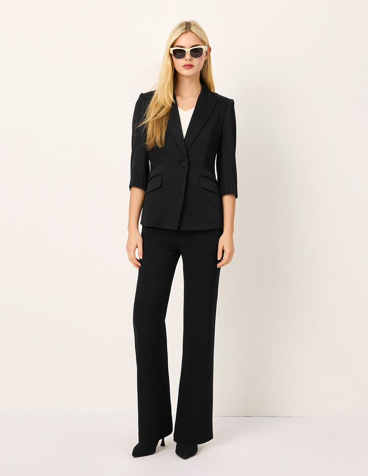 MARYLING Peaked Lapel 3/4 Sleeves Single-Button Blazer