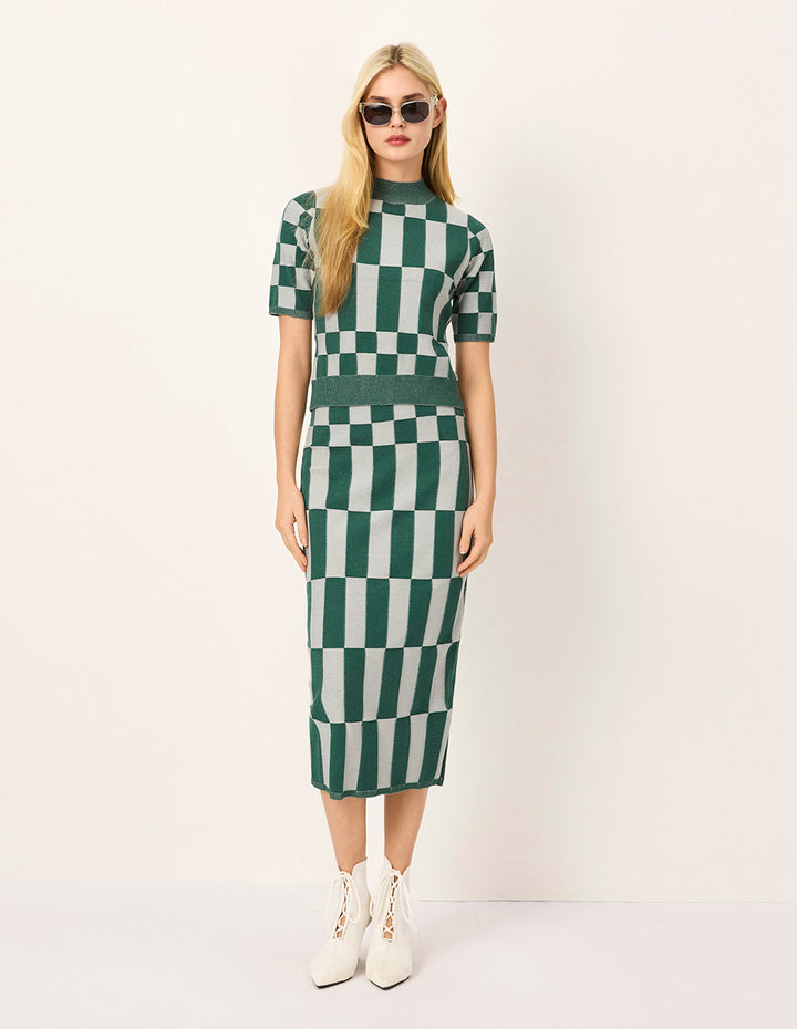 MARYLING Color Block Pencil Straight Knee-Length Skirt