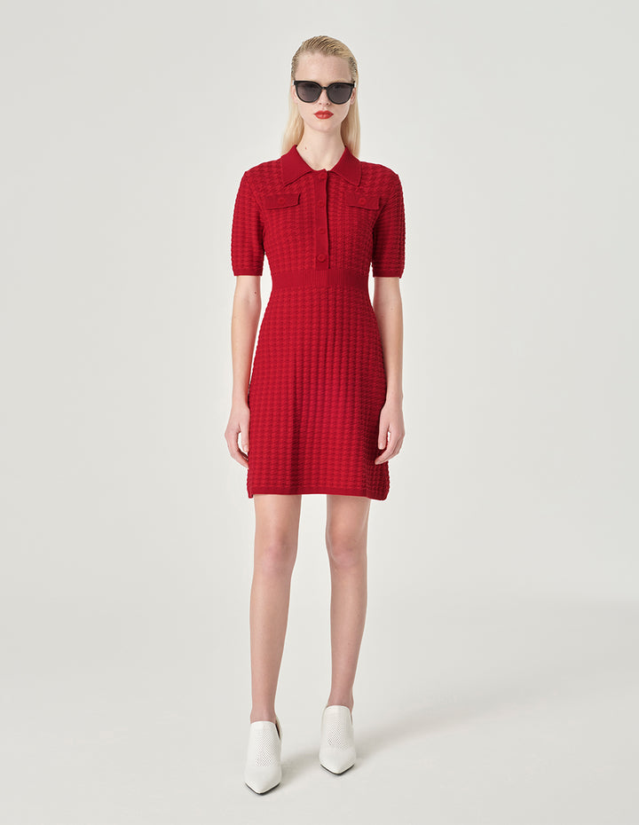 MARYLING Shirt Collar Knitted Dress