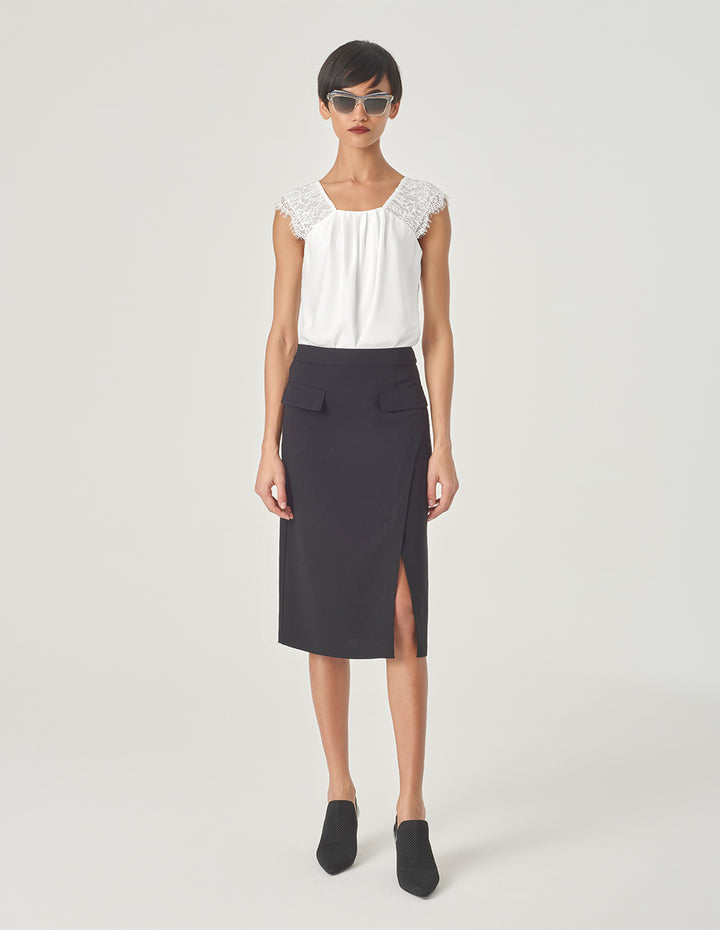 MARYLING White Lace Wide Shoulder Strap Vest