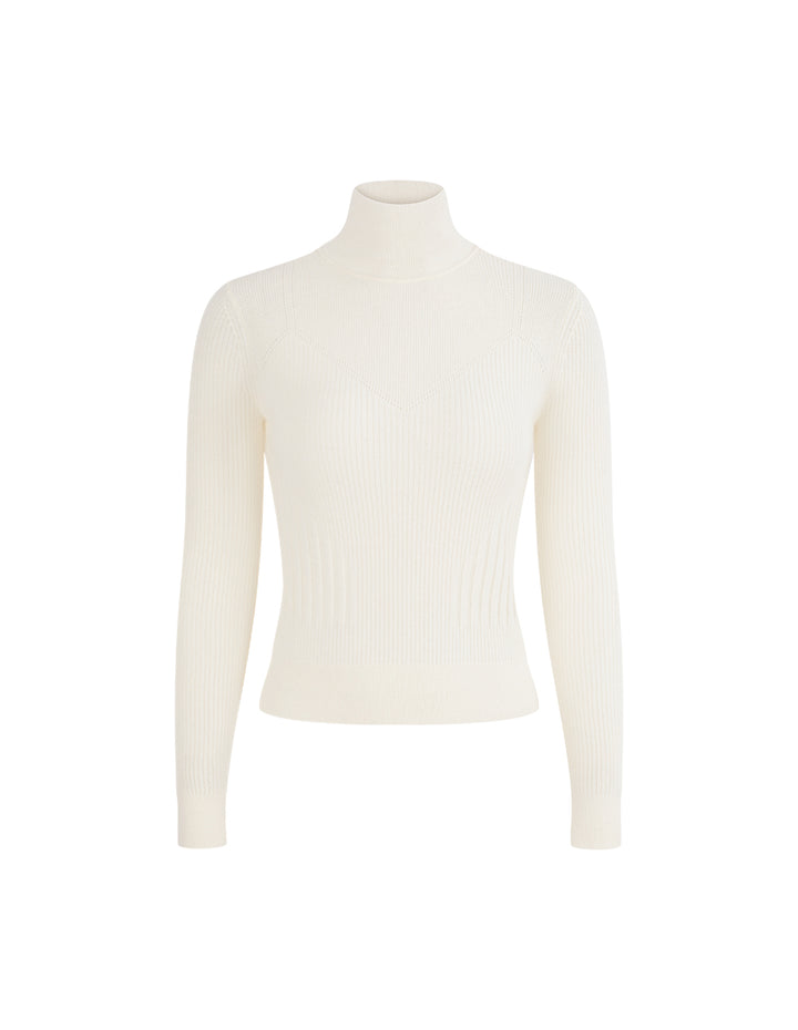 MARYLING Turtleneck Long Sleeve Cashmere Knit Pullover