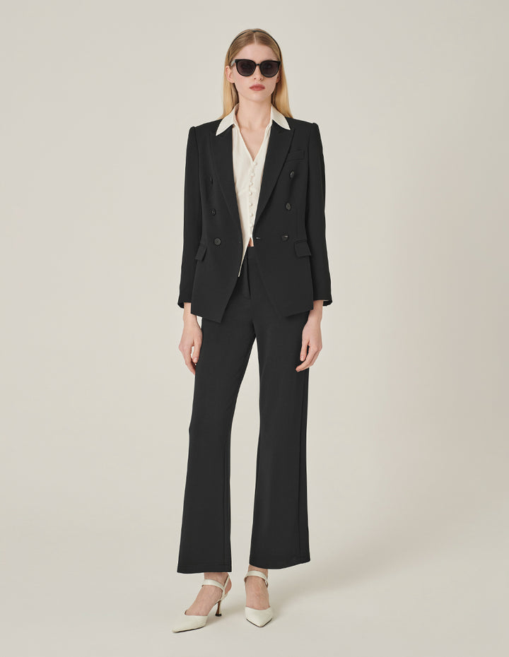 MARYLING Peak Lapel Double-Breasted Acetate Blazer