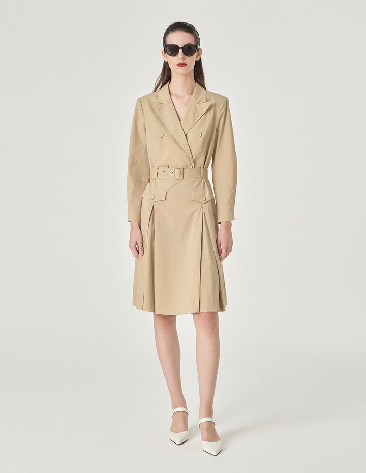 MARYLING Peak Lapel Belted Dress