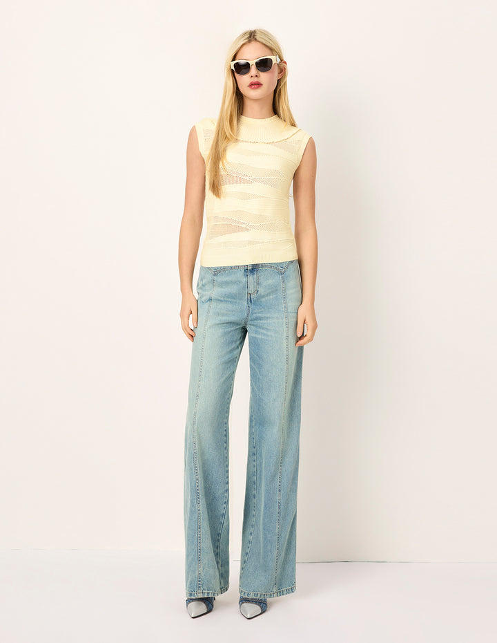 MARYLING Crew-Neck Sleeveless Ribbed Knit Top