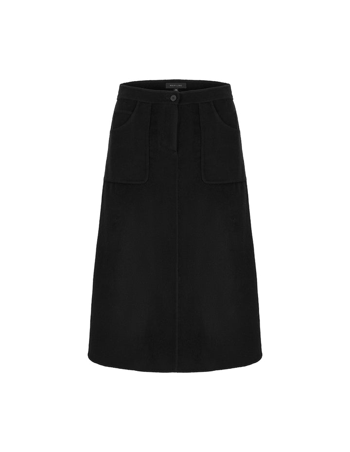 MARYLING A-Hem Double-Sided Woolen Knee-Length Skirt