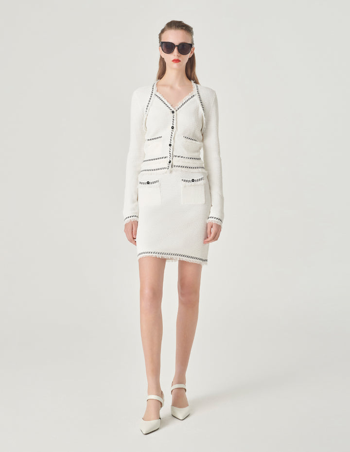 MARYLING Contrast Lace Tassel Detail Knitted Skirt