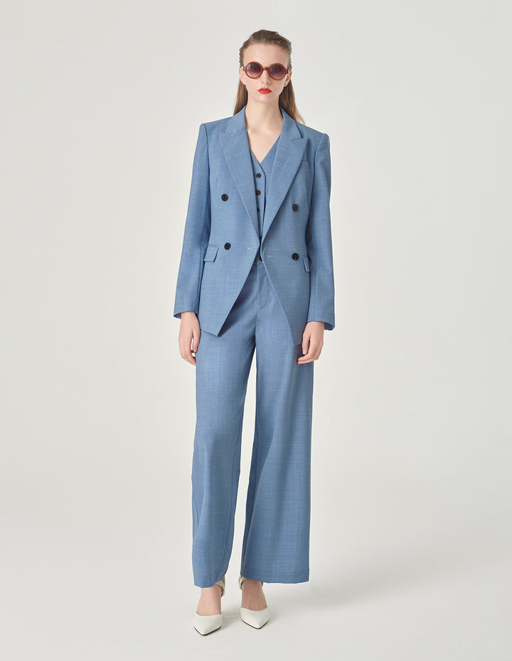 MARYLING Classic Double-Breasted Peaked Lapel Blazer
