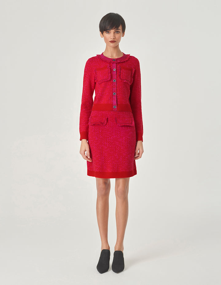 MARYLING Berry Red Knitted Skirt