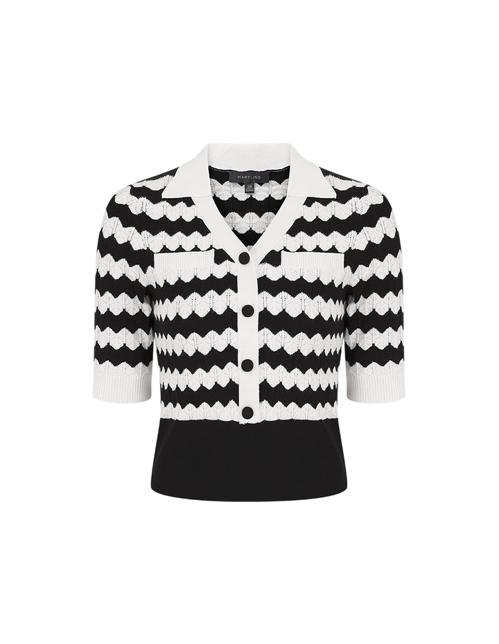 MARYLING V-Neck Contrast Knitted Sweater