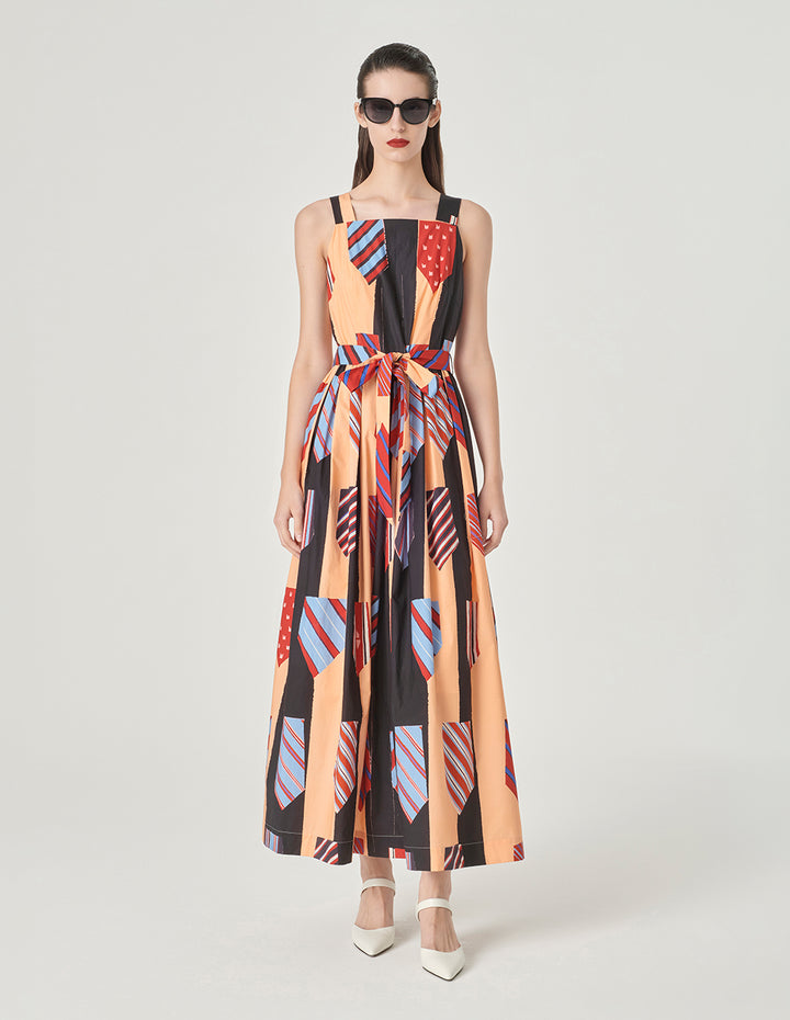 MARYLING H-Shaped Vest Printed Dress