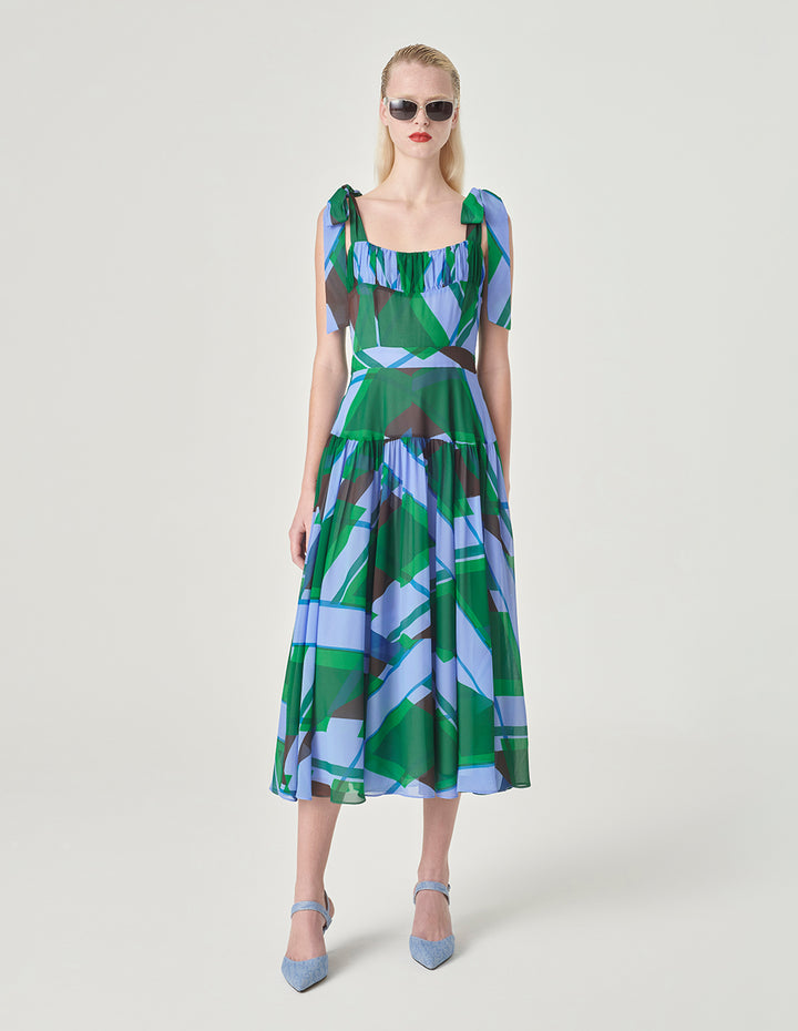 MARYLING A-Line Printed Dress With Shoulder Straps