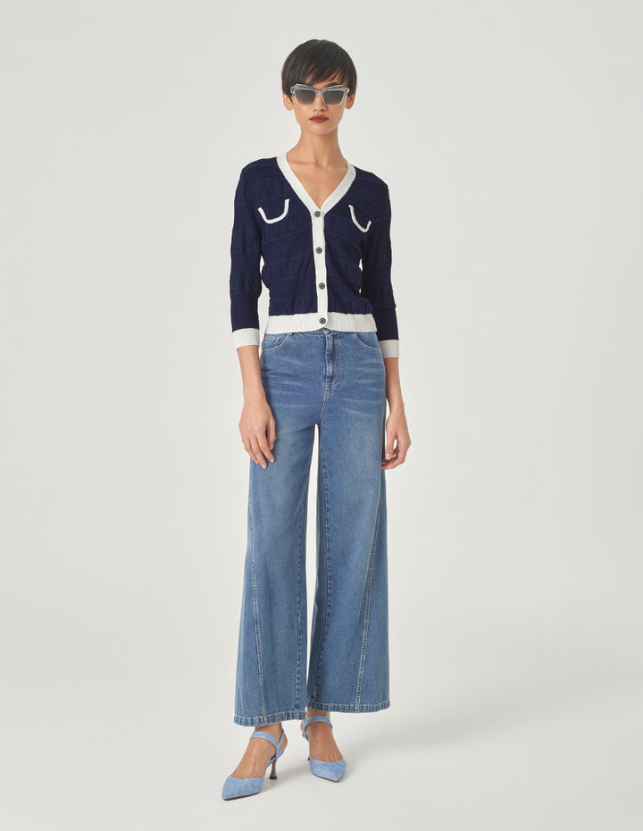 MARYLING Colour Block Knitted Cardigan