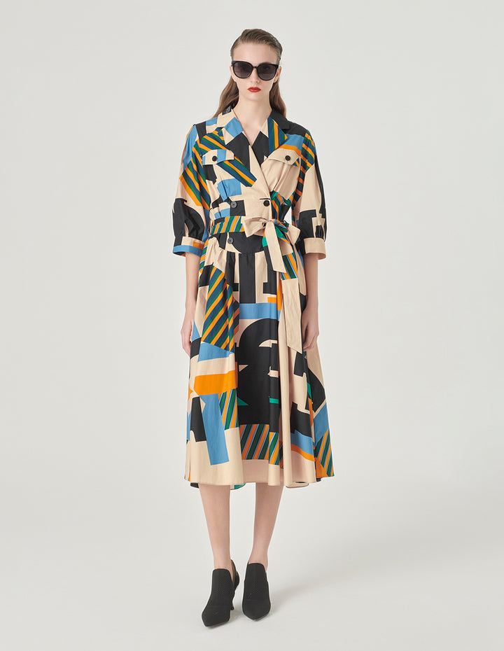 MARYLING Mid-Sleeve Printed Dress