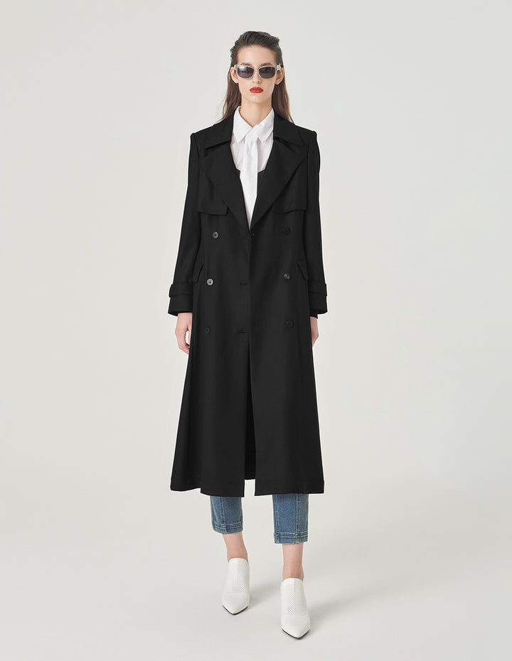 MARYLING Black A-Line Windbreaker Coat