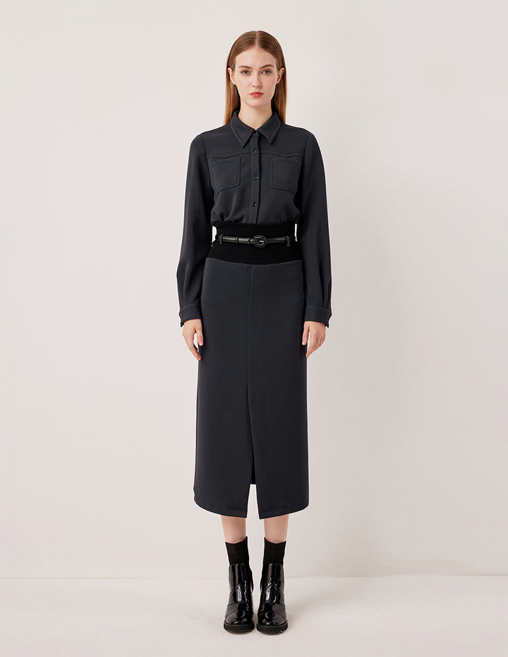 MARYLING Collar Long Sleeve Button-Up Blouse