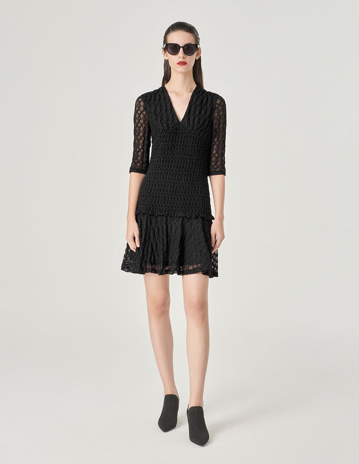 MARYLING Jacquard V-Neck Dress