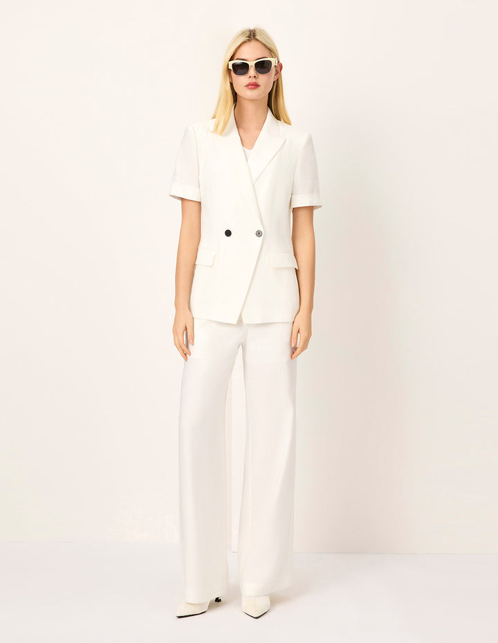 MARYLING Classic White High-Waist Wide-Leg Pants