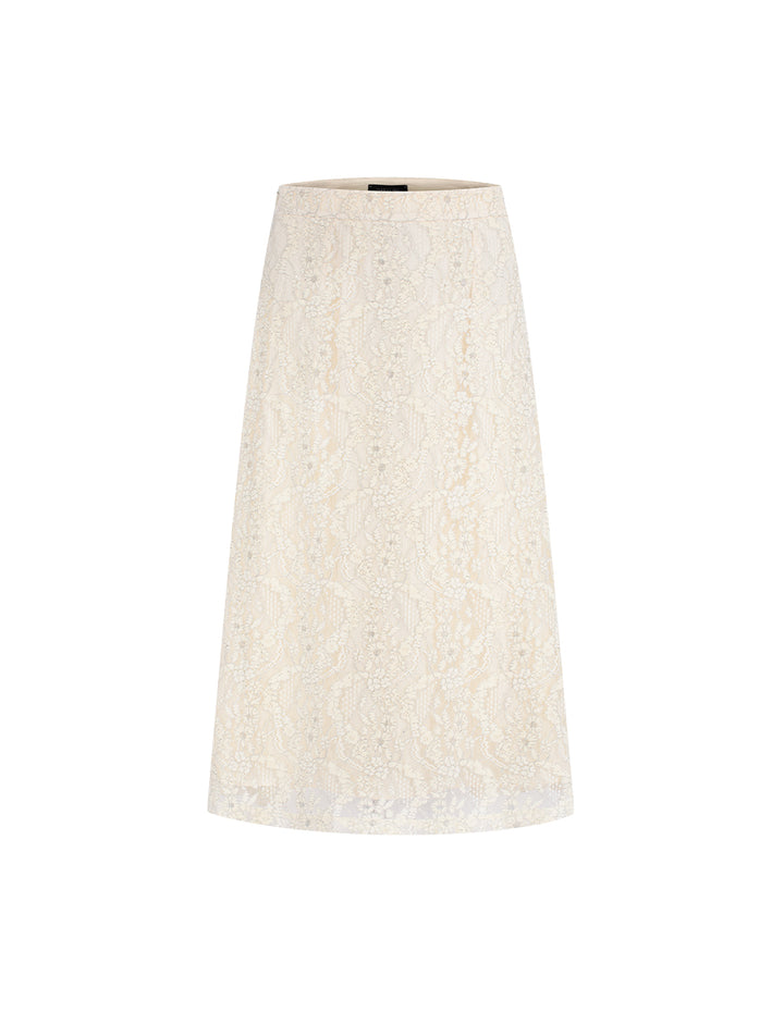 MARYLING Sequin Lace A-Line Knee-Length Skirt