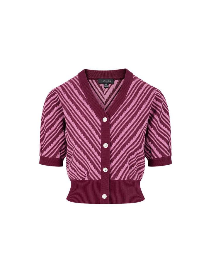 MARYLING Cranberry V-Neck Knitted Cardigan