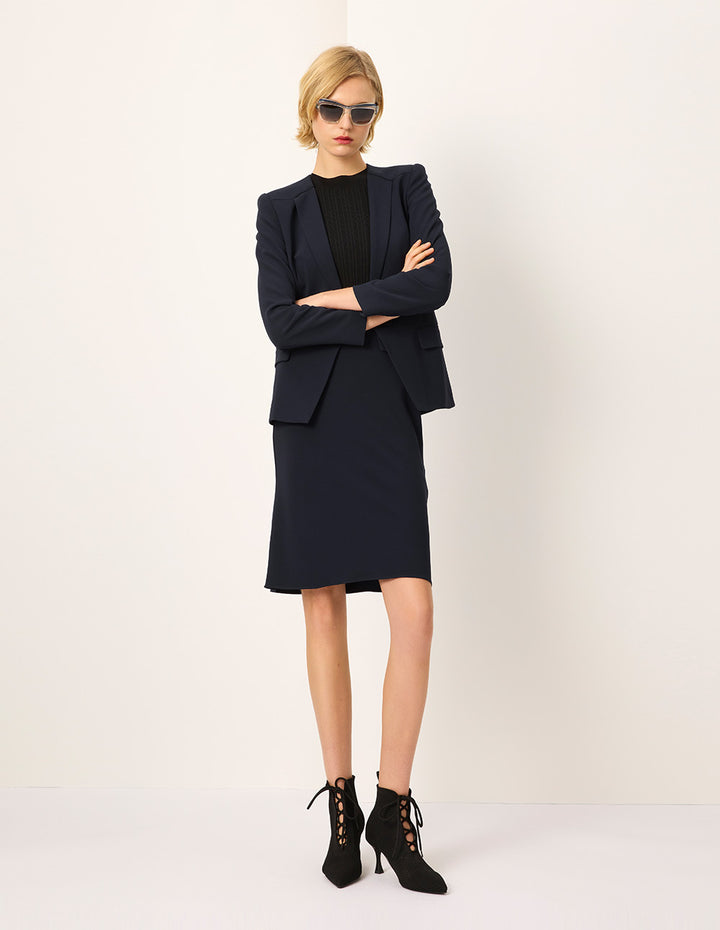 MARYLING Peaked Lapel Long-Sleeve Single-Breasted Blazer