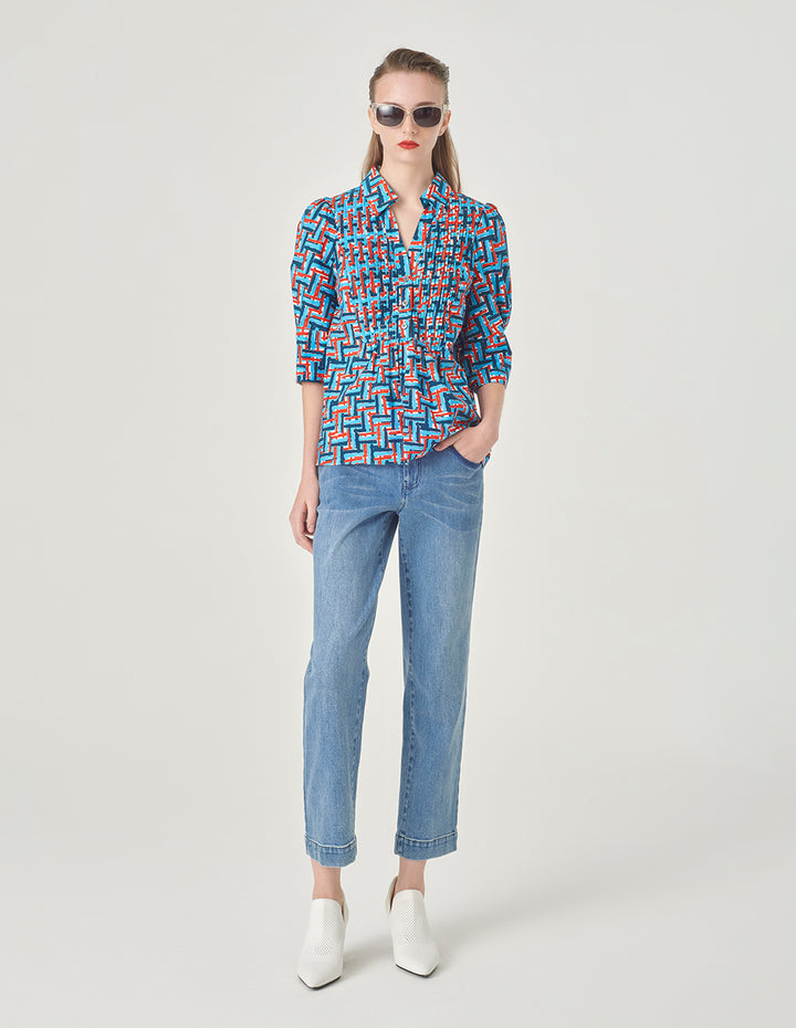 MARYLING Plaid A-Line Loose Top