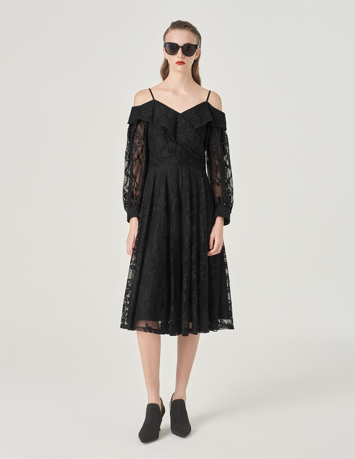 MARYLING Off-Shoulder A-Hem Lace Dress