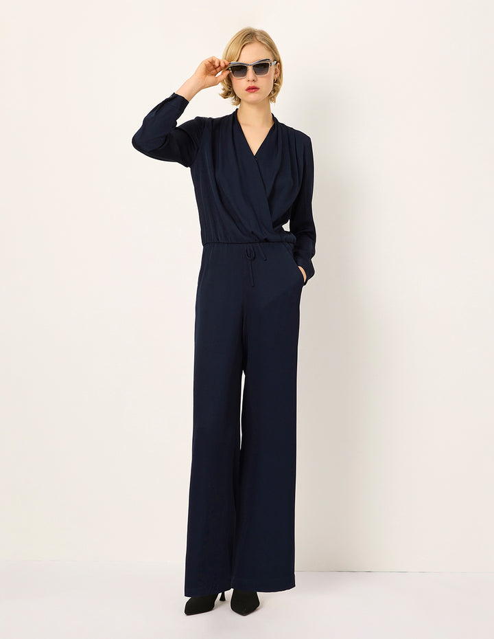 MARYLING V-Neck Long-Sleeve Cross-Front Wrap Top