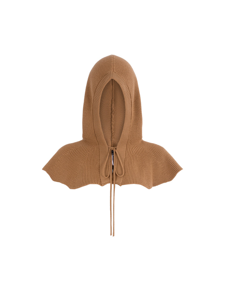 MARYLING Wool Knit Shawl with Collar and Tie Closure