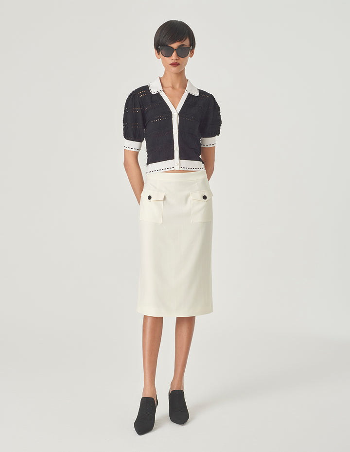 MARYLING Off-White Straight Skirt