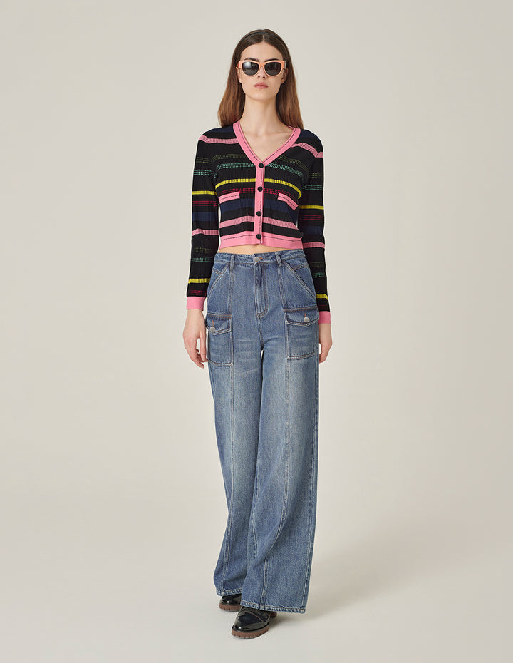 MARYLING Denim Blue Pocket Work-Style Jeans