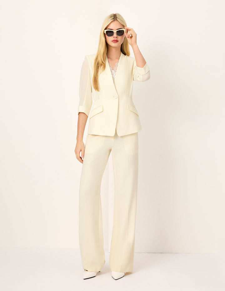 MARYLING V-neck One-Button Waisted Blazer
