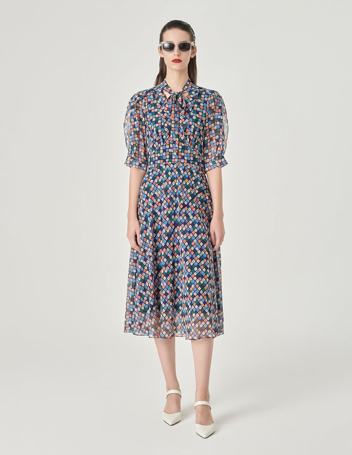 MARYLING V-Neck Strappy Plaid Print Dress