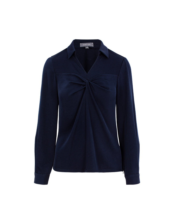 MARYLING V-Neck Long-Sleeved Twisted Silk Blouse