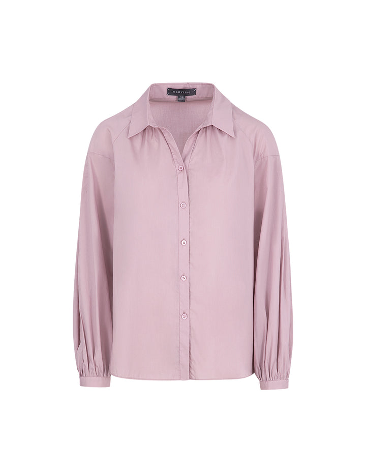 MARYLING Pink V-Neck Long Sleeves Blouse