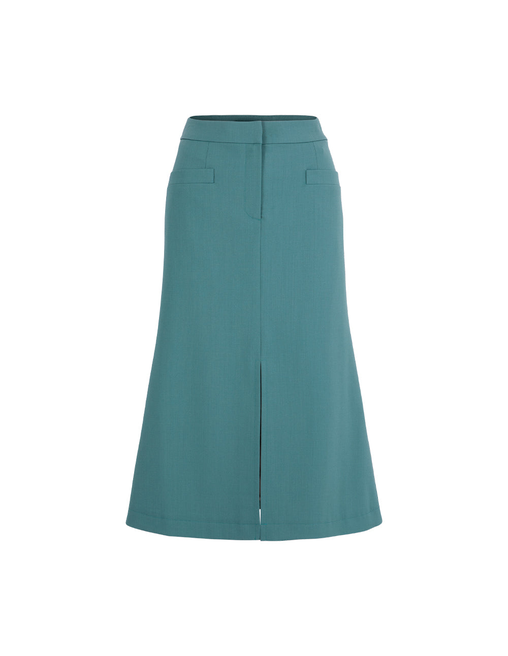 MARYLING Mist Blue Mid-Front Slit Knee-Length A-Line Skirt
