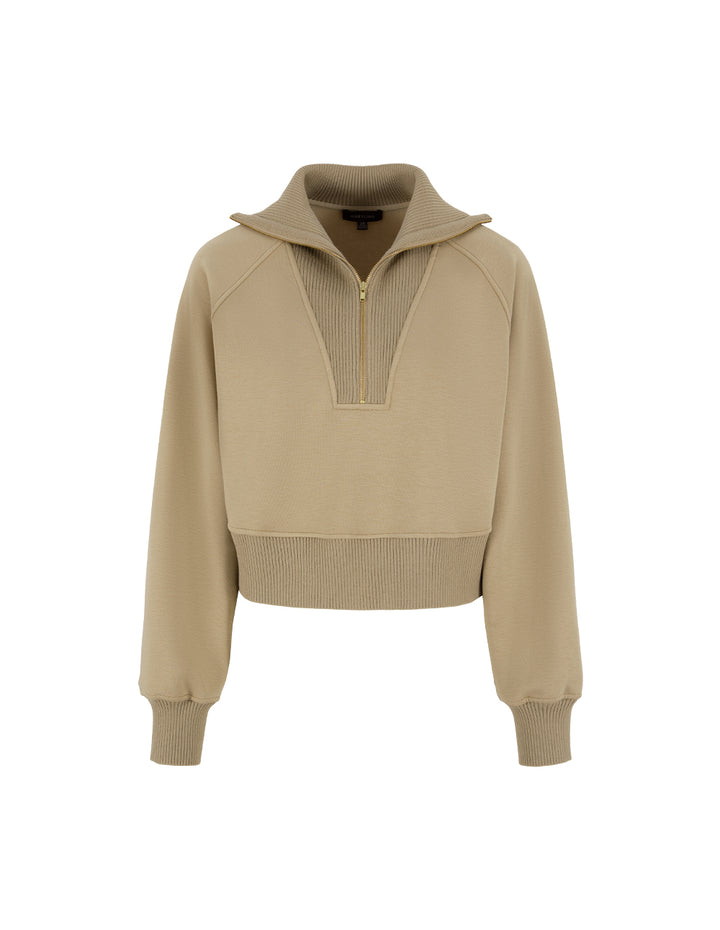 MARYLING High-Collared Camel Shearling Zipped Jumper
