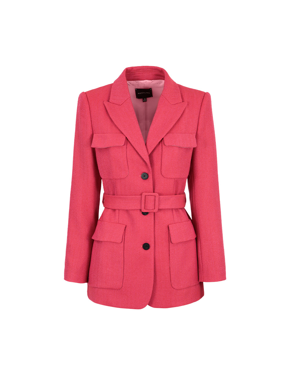 MARYLING Red Herringbone Single-Breasted Wool Jacket