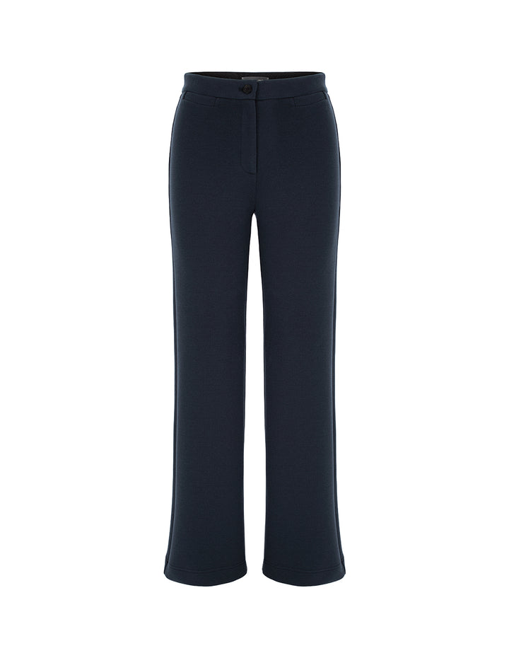 MARYLING Straight-Leg Cotton Navy Trousers