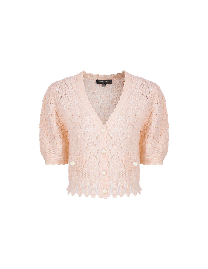 MARYLING Light Pink V-Neck Knitted Cardigan