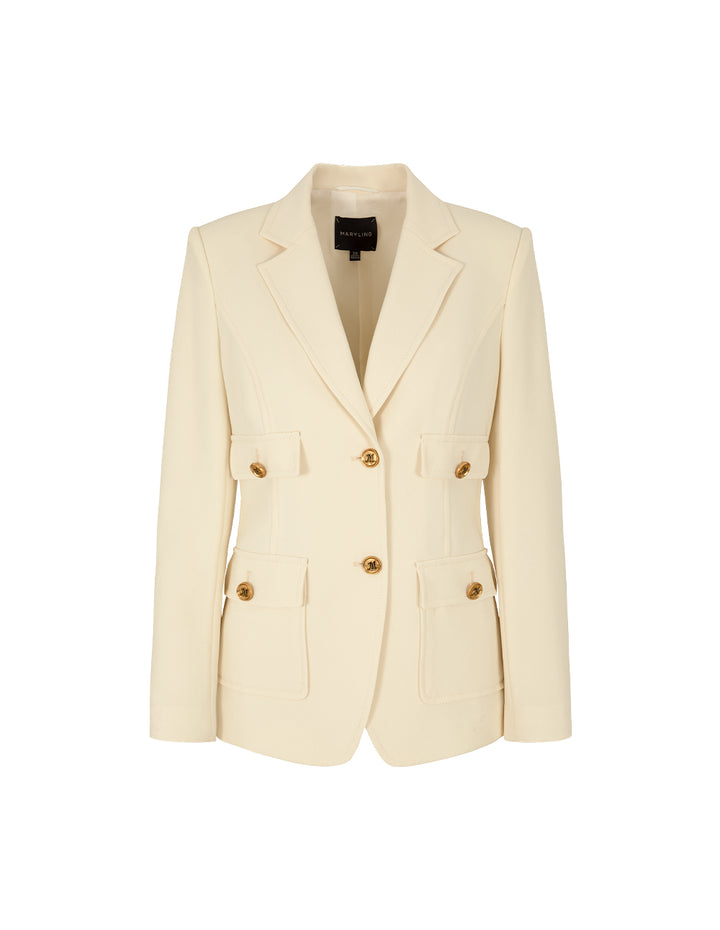 MARYLING Notch Lapel Single-Breasted Multi-Pocket Blazer