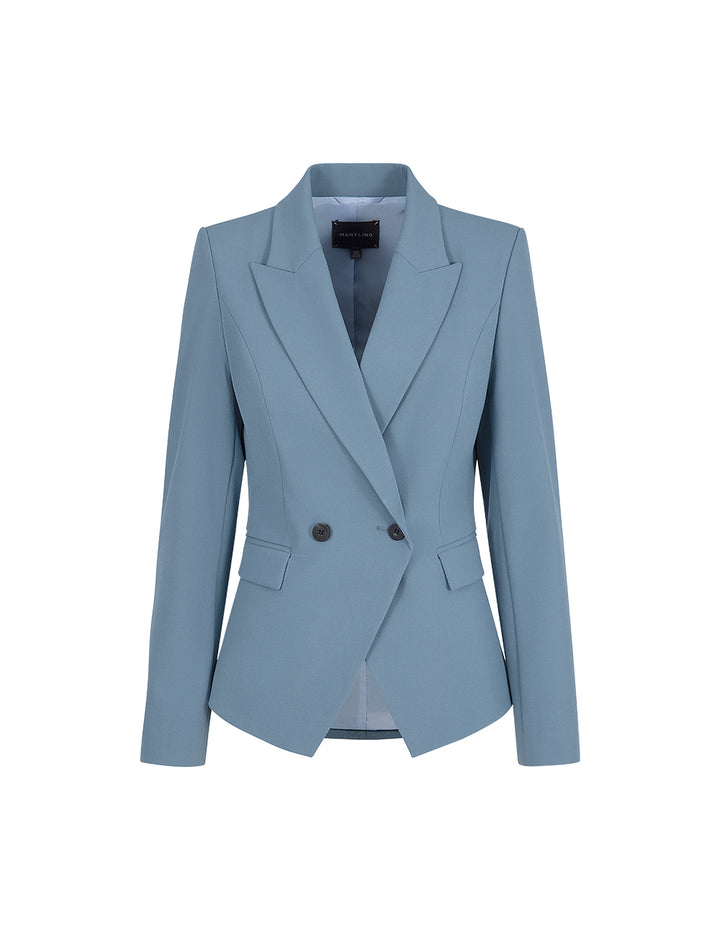 MARYLING Peaked Collar Double-Breasted Long-Sleeve Blazer