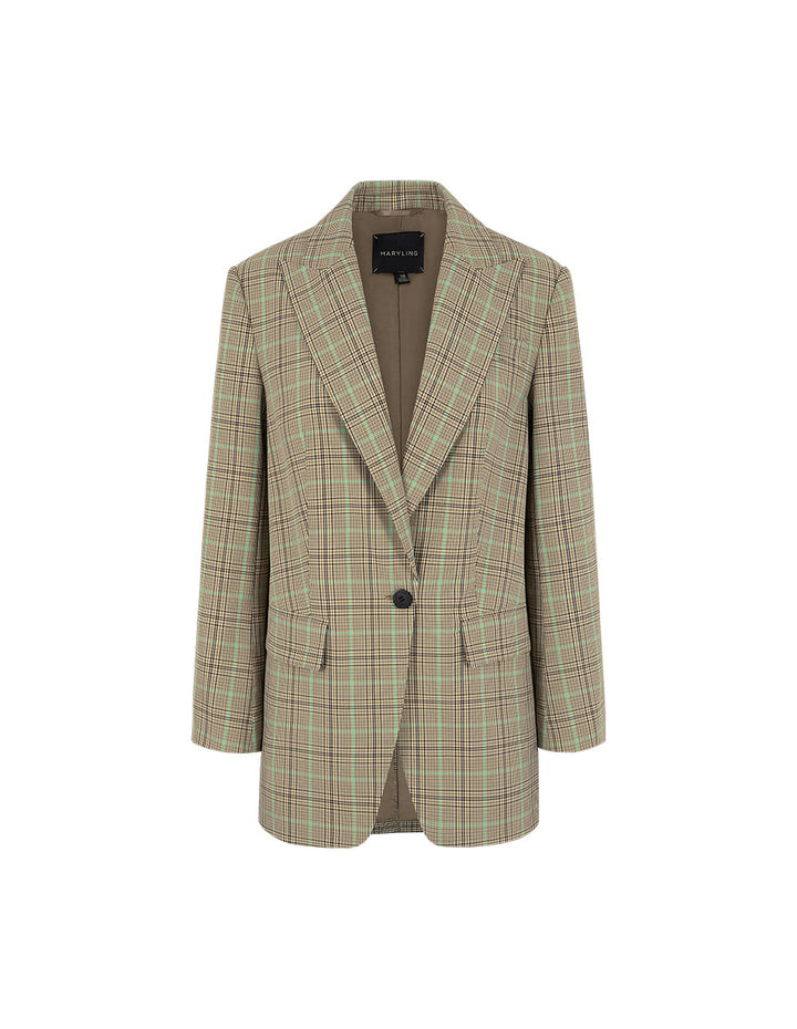 MARYLING Retro Plaid Loose Fit Blazer