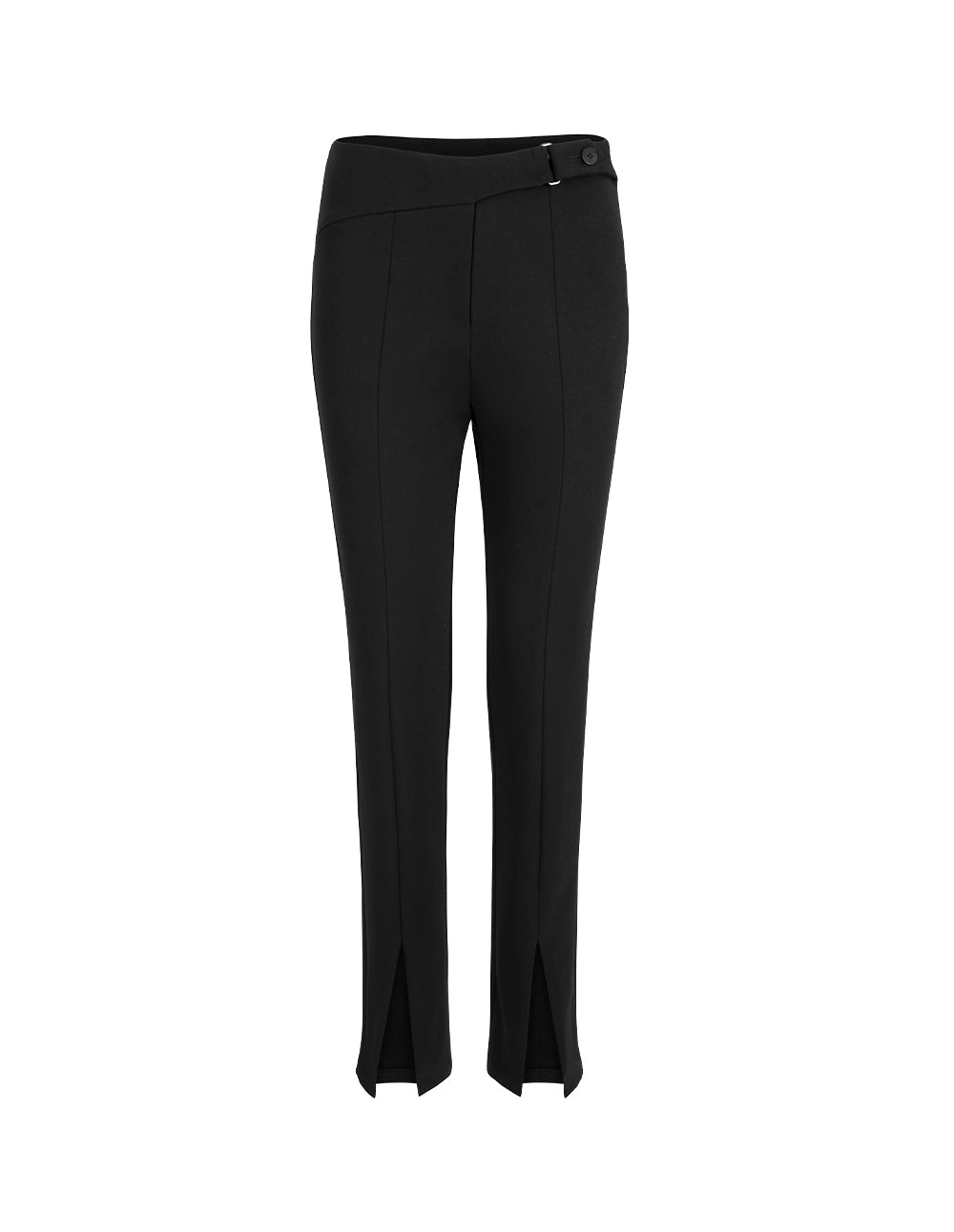 MARYLING Black Metal Buckle Slim-Fit Pants