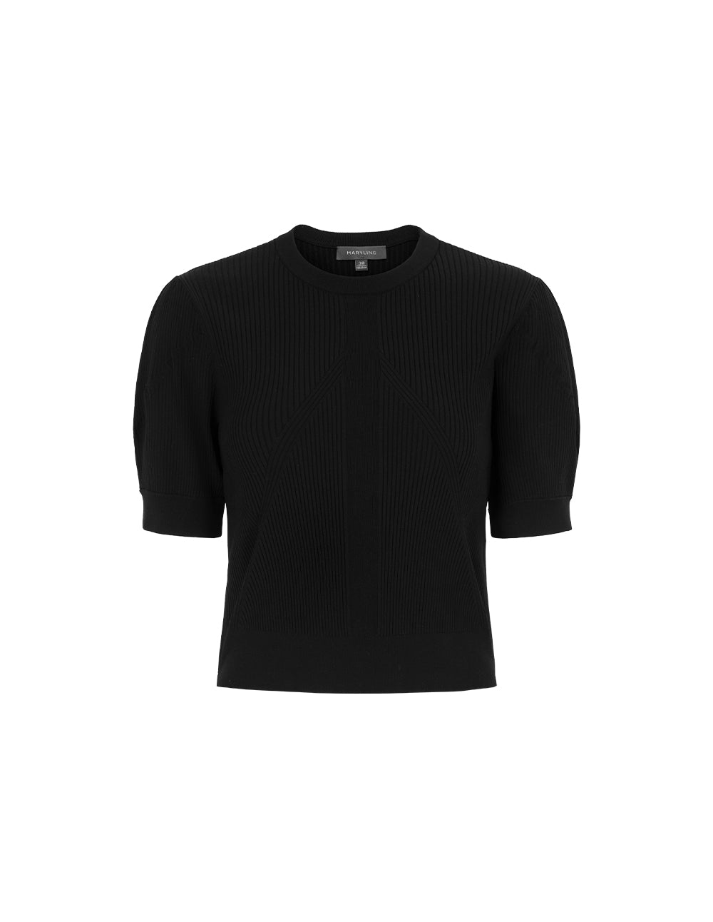 MARYLING Crew Neck Ribbed Short-Sleeve Knit Top