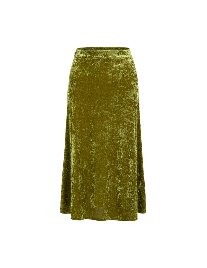 MARYLING Olive Green Velvet Fishtail Skirt